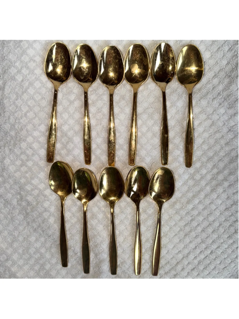 Rogers Cutlery Co Stainless Steel USA Gold Tone Teaspoons Lot of 11